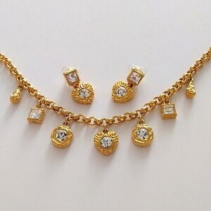 LCi Liz Claiborne Crystal Charm Gold-Tone Set